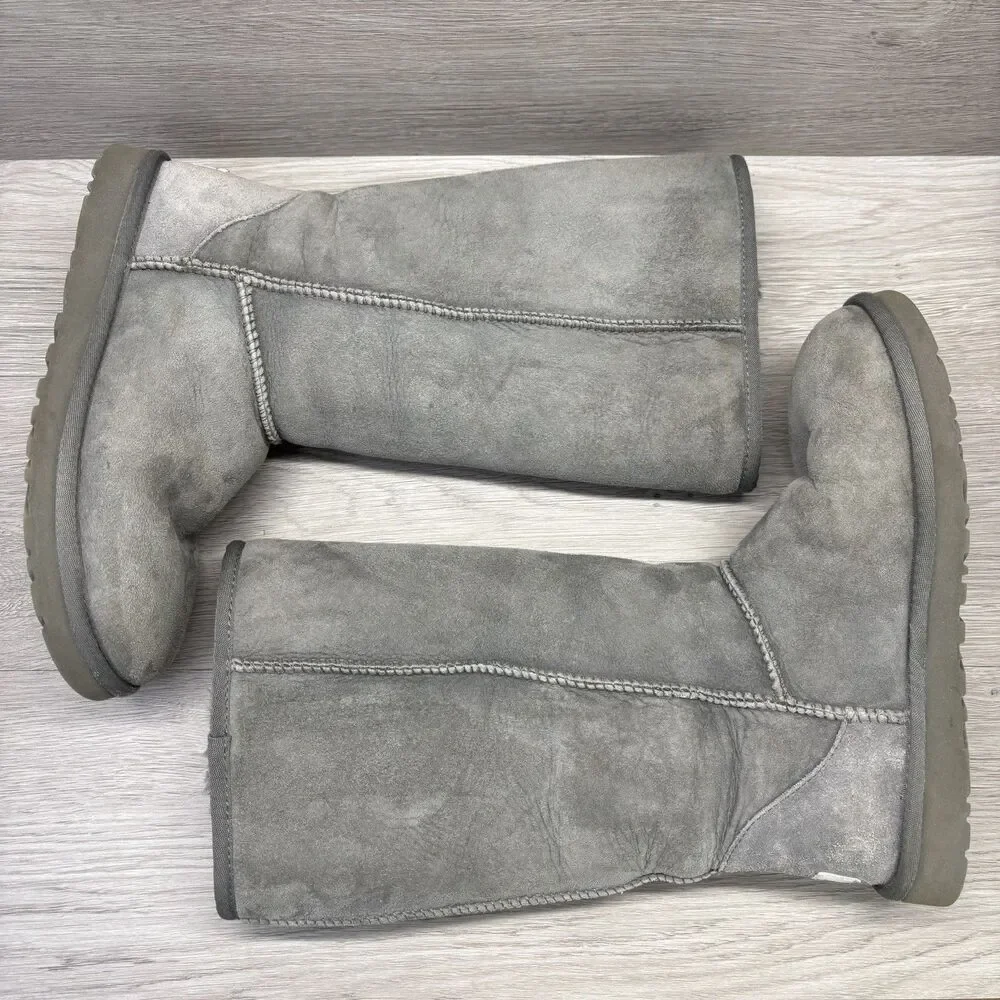 UGG Australia Women's Size 7 Shearling Boots Suede Classic Tall 5815 Gray - Picture 9 of 11